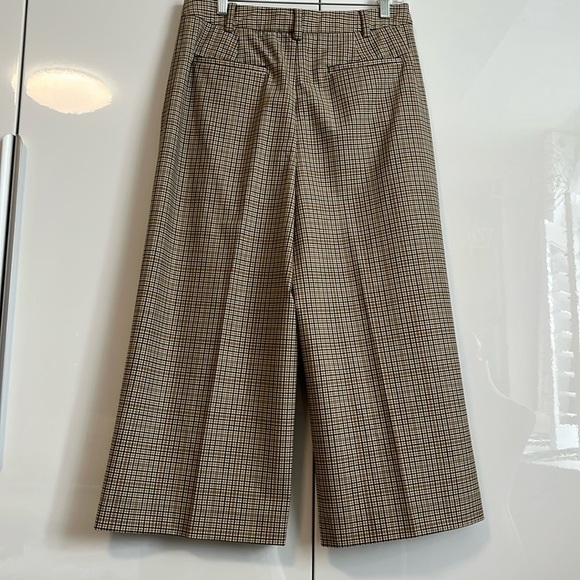 MICHAEL KORS NWOT Wool Lightweight Beige Checkered Cropped Trousers, Size 10 - Picture 12 of 12